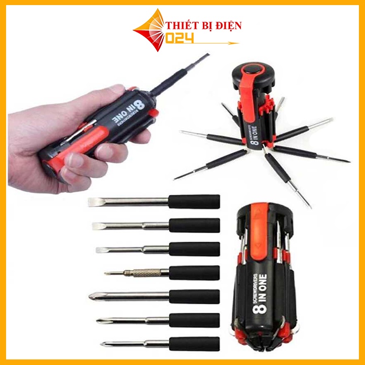 Tua vít đa năng GADO tô vít 8 chức năng có đèn led hỗ trợ sửa chữa khu vực tối