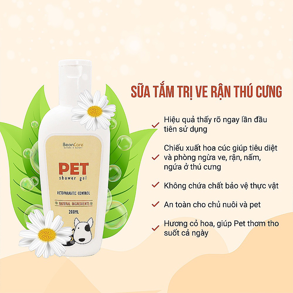 SỮA TẮM VE CHO THÚ CƯNG VE, BỌ, NẤM, NGỨA KHIẾN THÚ CƯNG CỦA BẠN THƯỜNG HAY GÃI VÀ CÓ MÙI.