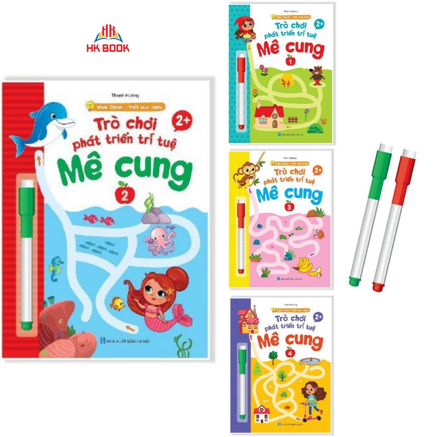 Sách - Combo 4 Quyển Viết Xóa Được - Trò Chơi Mê Cung, Phát Triển Trí Tuệ - Dành cho bé 2-6 tuổi - 1 bộ - V XĐ 02