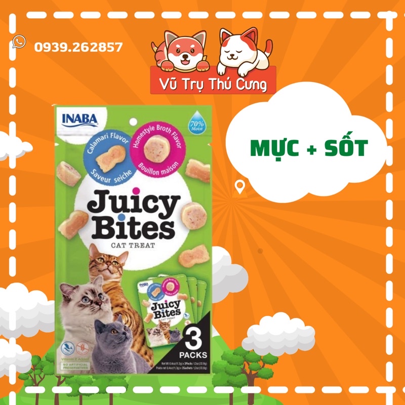 Bánh thưởng cho Mèo Juicy Bites INABA Nhật Bản, bổ sung dinh dưỡng cho mèo