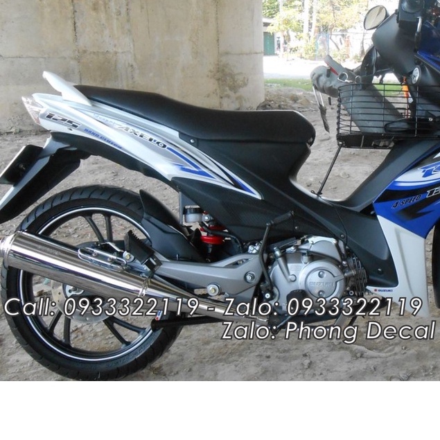 Tem Suzuki Axelo 125 RR Trắng Xanh - Tem Chuẩn Zin