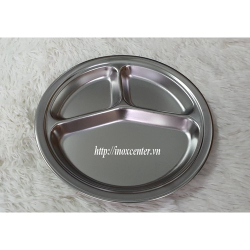 Khay cơm 3 ngăn tròn inox 26 cm dày 0.6 mm