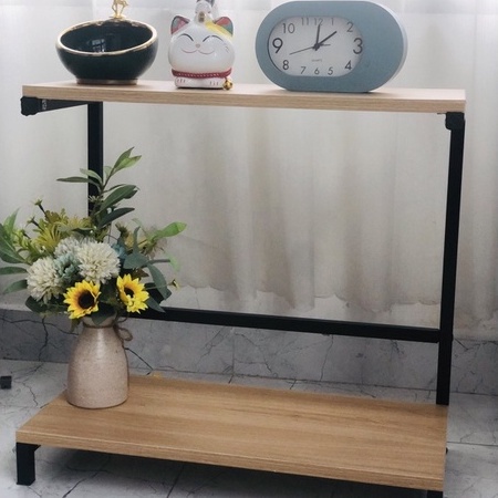 Kệ để màn hình máy tính 2 tầng chân sắt mặt gỗ cao su chất lượng phủ bóng dễ lau chìu vệ sinh...
