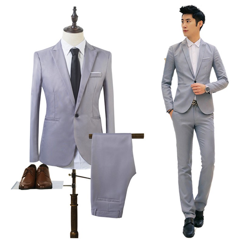 Bộ áo vest + quần dài màu trơn thanh lịch cho nam | BigBuy360 - bigbuy360.vn