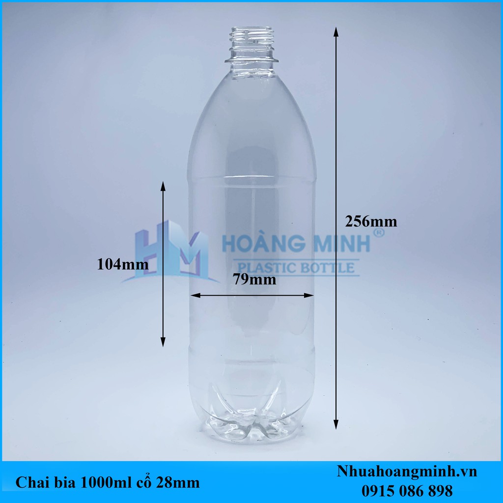 Combo 50 chai nhựa 1000ml (tròn trơn,gân,..)đựng trà sữa, nước ép,mật ong