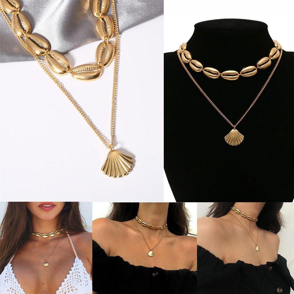 Vòng cổ Nhiều Lớp Vỏ Sò Thời Trang Dành Cho Nữ|Vòng cổ Choker Đi Biển