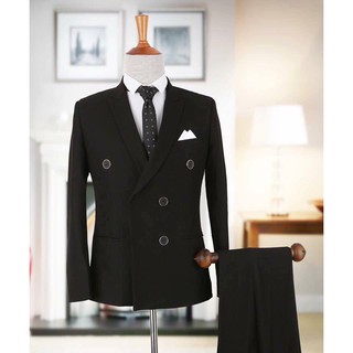 Vest Đen Cao Cấp 6 Cúc, Combo Bộ Vest + Ghile Siêu Tiết Kiệm
