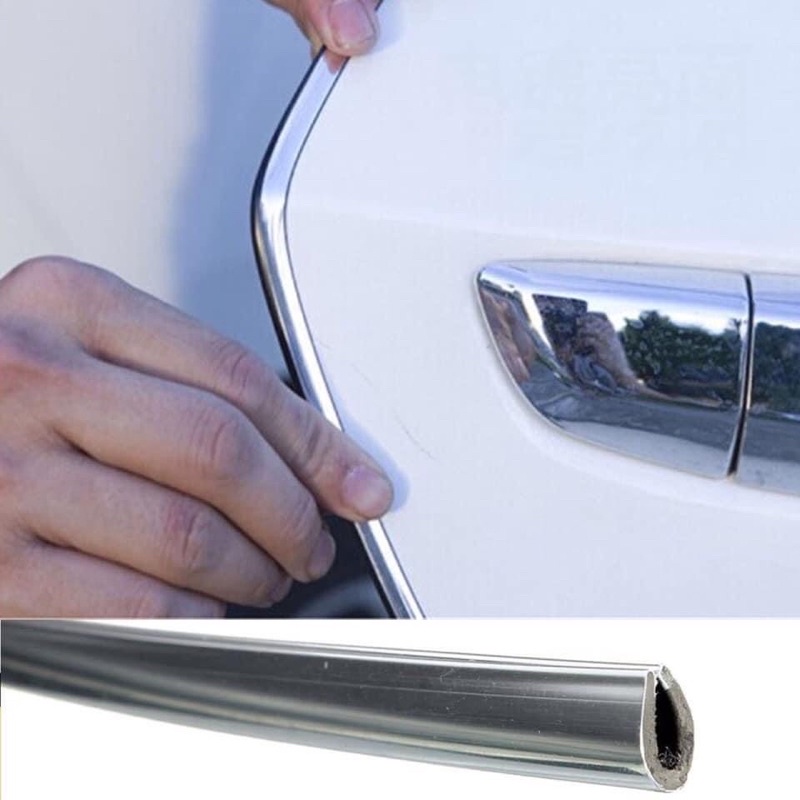 Cuộn 13m nẹp viền chữ U mạ Crom chống va đập và trang trí nội ngoại thất ô tô