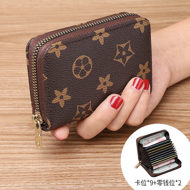 Ví Đựng Thẻ Nhiều Ngăn Có Khóa Kéo Phong Cách Retro