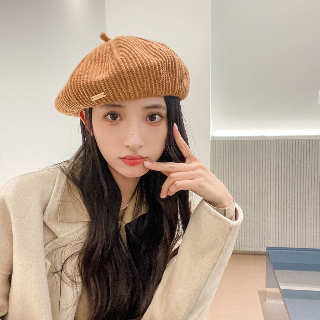 Mũ beret Len Dệt Kim Thời Trang Thu Đông Dành Cho Nữ