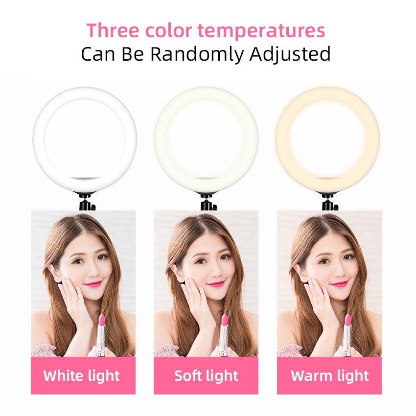 Đèn vòng tròn LED Selens 26cm có giá đỡ ba chân linh hoạt để quay phim trang điểm đa năng