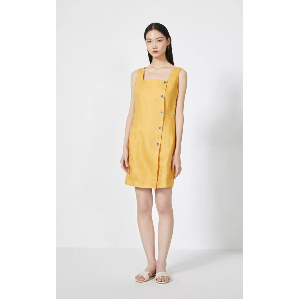 Vero Moda Đầm Dây Rộng Cài Khuy Vải Lanh