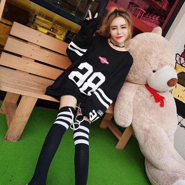 Set áo len cổ tròn dài tay + chân váy thời trang nữ