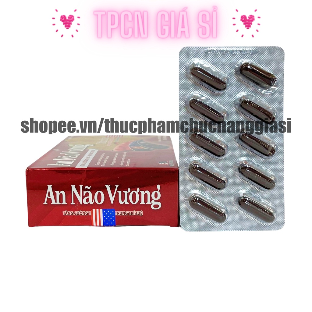 Viên bổ não AN NÃO VƯƠNG giúp tăng cường trí nhớ, tăng tuần hoàn máu não, ngừa tai biến - HỘP 30 viên