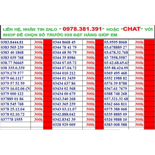 Sim số đẹp viettel đồng giá 300k