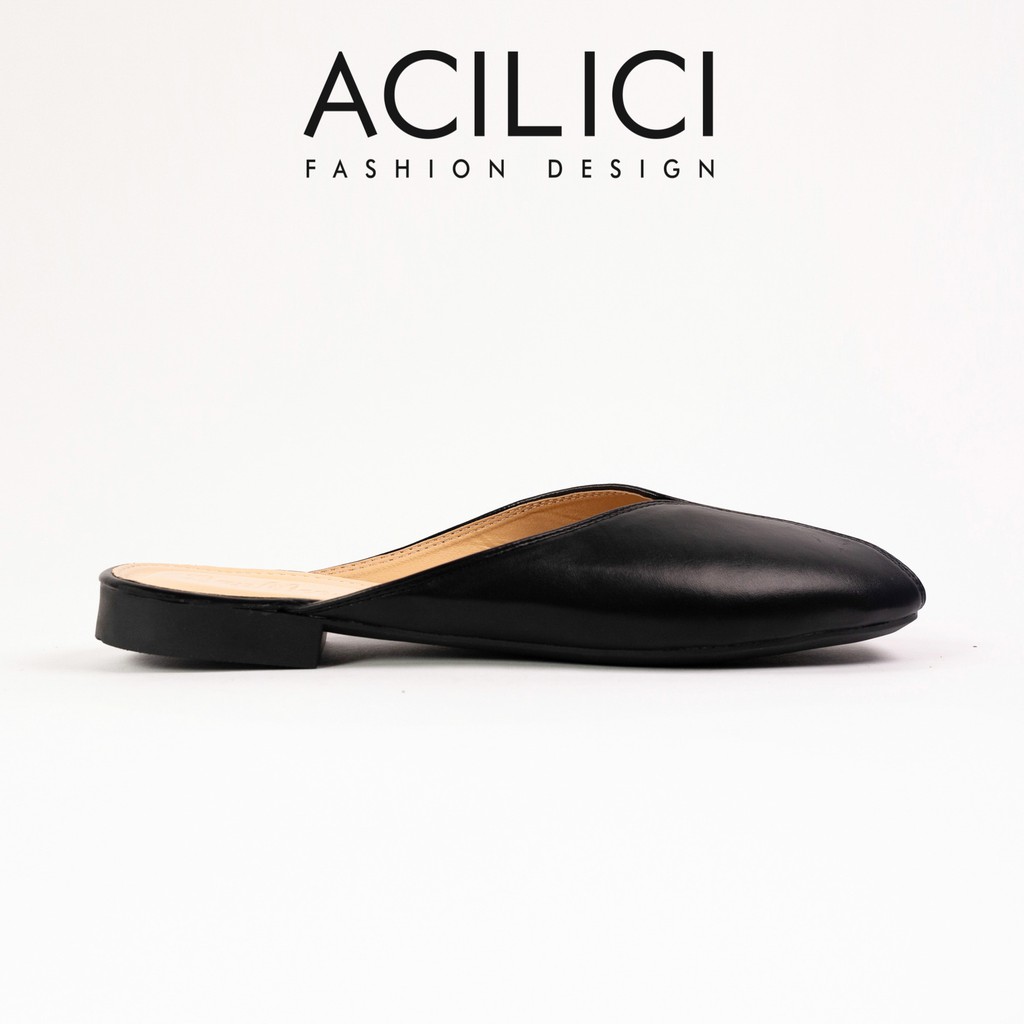 Giày sục nữ ACILICI thời trang hình quả trám, fom chuẩn size mũi bằng hở gót đủ màu đen và trắng_TC035