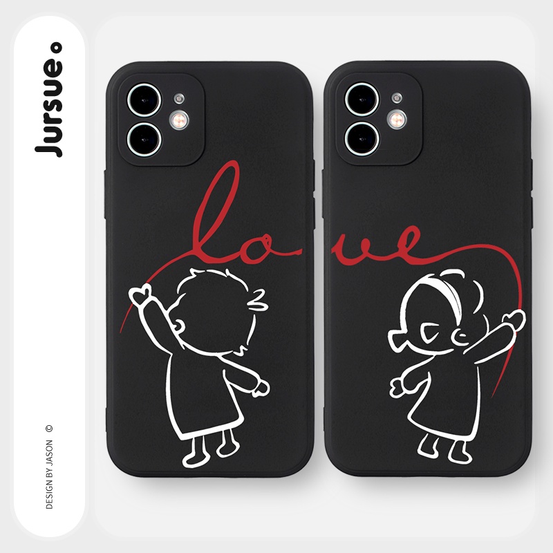 Ốp lưng JURSUE hình cặp đôi dễ thương đẹp cho iPhone 13 12 11 Pro Max SE 2020 X XR XS 8 7 ip 6S 6 Plus Y2061