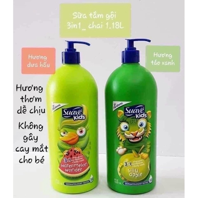 Sữa tắm gội cho bé Suave Kids 3in1 1,18l Mỹ