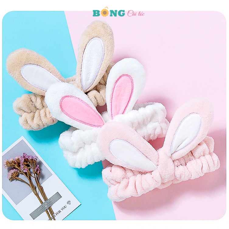 Băng đô rửa mặt tai thỏ màu sắc pastel phong cách Hàn Quốc BD50 - Bờm tóc BÔNG Cài Tóc