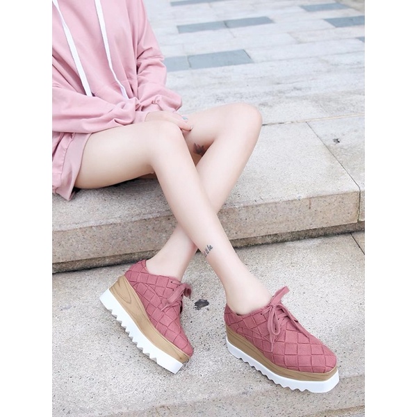 Giày da đan đế bánh mì stella