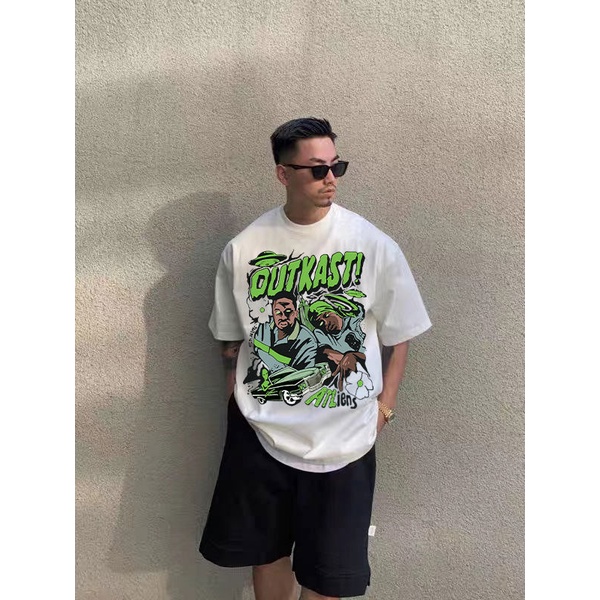 Áo Thun Vintage OUTKAST HipHop Tay Lỡ Unisex - Đen/Trắng Cổ Tròn | Blackwork