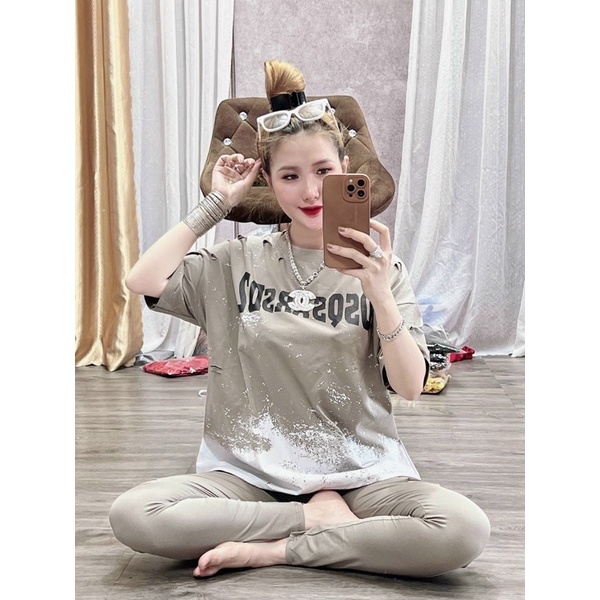 Set đồ bộ nữ DSQ,áo form rộng quần legging dài chất cotton dày dặn, mát, mịn 45-58kg