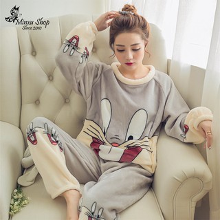 Bộ ngủ - bộ mặc nhà băng lông siêu mềm mại, ấm áp, mặc lại dễ thương, mùa đông ôm như ôm gấu