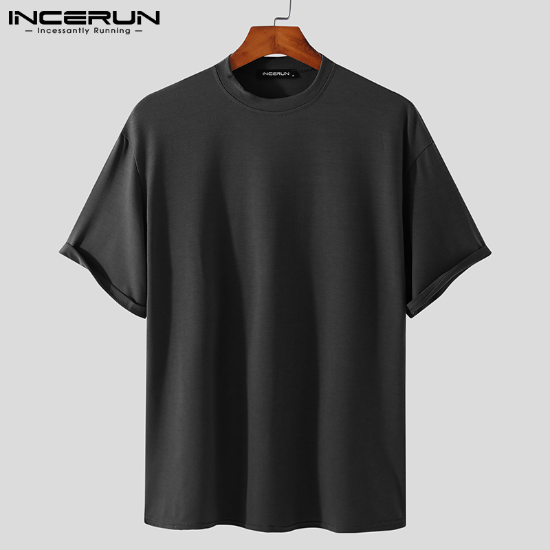 Áo Thun Cơ Bản INCERUN Trơn Màu Dành Cho Nam Phong Cách Cơ Bản