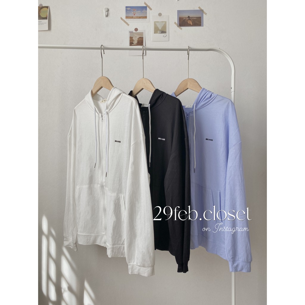Áo khoác hoodie zip mỏng thêu chữ BEANS (Ảnh video 29feb chụp) | BigBuy360 - bigbuy360.vn