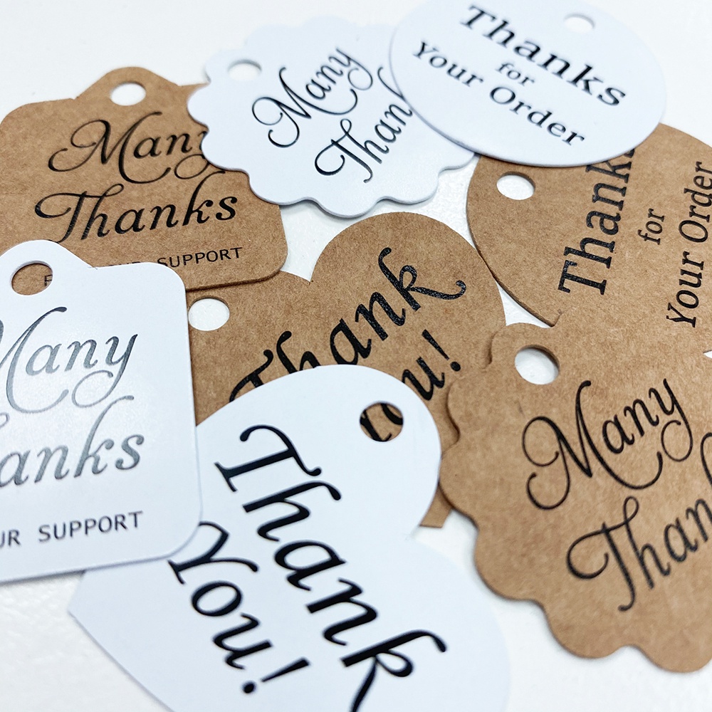 100pcs,Thẻ Tag Giấy Kraft / Trắng Treo THANK YOU Cám Ơn tag