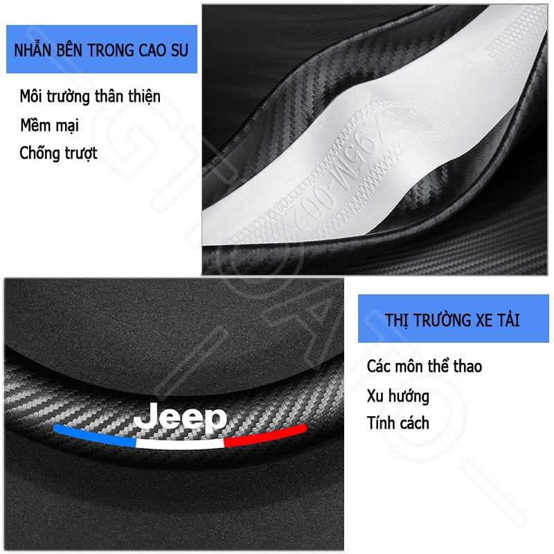 GTIOATO Bọc Vô Lăng Ô Tô BọC Vô LăNg Da BọC Vô LăNg Cacbon BọC Vô LăNg Oto Vô LăNg Xe Ô Tô Trang Trí NộI ThấT Ô Tô Phụ KiệN Xe HơI Cho Jeep Wrangler Cherokee Gladiator RAM TRX 150