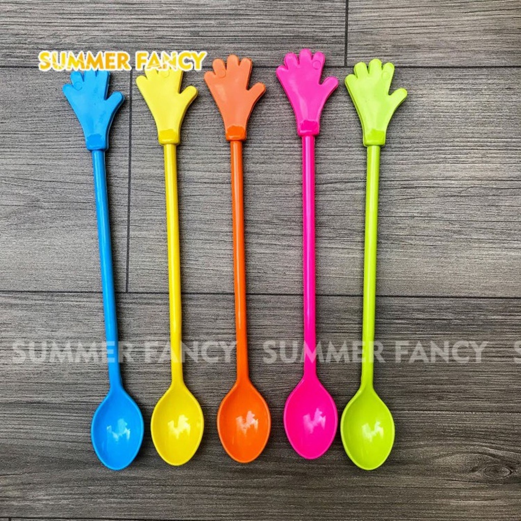 Thìa khuấy sinh tố vỉ 10 chiếc nhiều màu (Giao mẫu ngẫu nhiên)