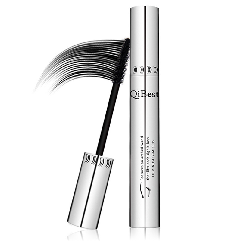 Mascara chải cong dài dày lông mi QIBEST tự nhiên sợi lụa 4D chống thấm nước nhanh khô