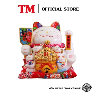 Mèo Thần Tài Vẫy Tay Thiên Kim Vạn Lượng Xưởng Gốm TM Bát Tràng 25CM