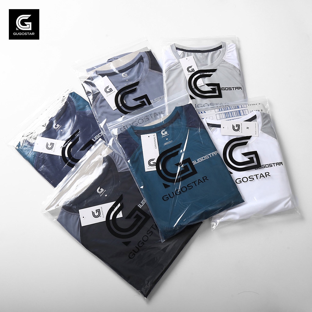 Áo Thun Nam TAY DÀI PHỐI 2 MÀU GUGOSTAR G456, Chất Poly Lạnh, Co Giãn 4 Chiều | BigBuy360 - bigbuy360.vn