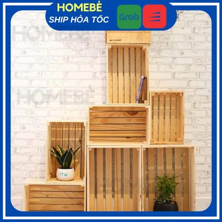 Combo 4 Thùng Gỗ Pallet Đa Năng Hộp Gỗ Thông Đựng Đồ Gấp Gọn