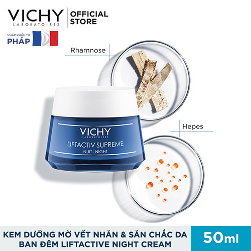 💝♥️ Kem Dưỡng Vichy Liftactive Night Cream Mờ Vết Nhăn Và Làm Săn Chắc Da Ban Đêm 50ml 💖💘