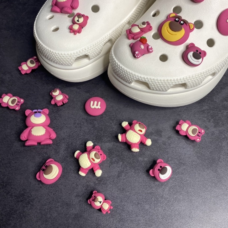 Jibbitz, Sticker Gắn Trang Trí Giày Dép Crocs Hình Gấu Đỏ