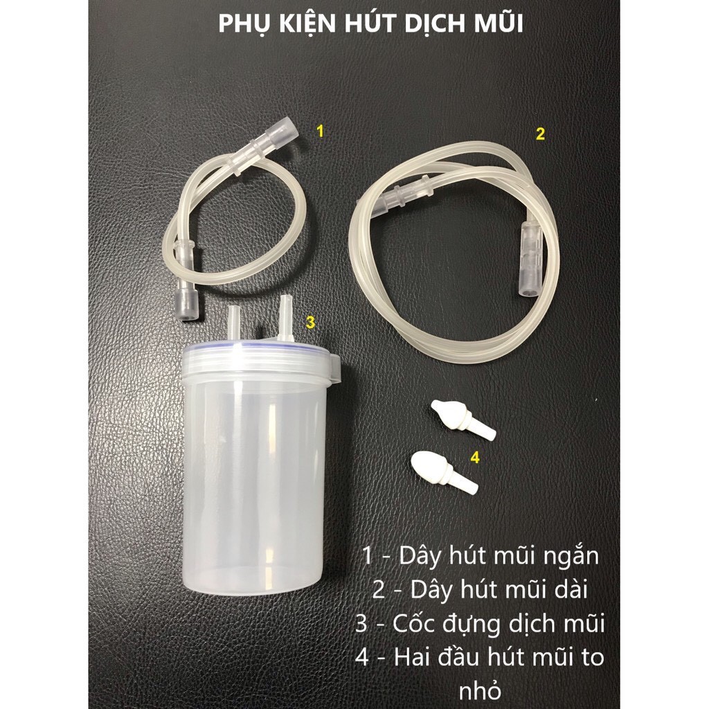 [ LOẠI ĐẸP] Phụ Kiện Máy Hút Mũi - Bộ Phụ Kiện Máy Xông Hút Mũi Phù Hợp Tất Cả Các Dòng Máy, Bình Đựng Dịch Và Dây Hút