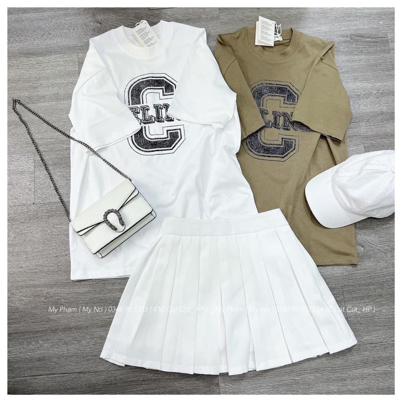 BÁN SỈ ÁO PULL CHỮ CELIN MÀU TRẮNG XANH CHO NỮ