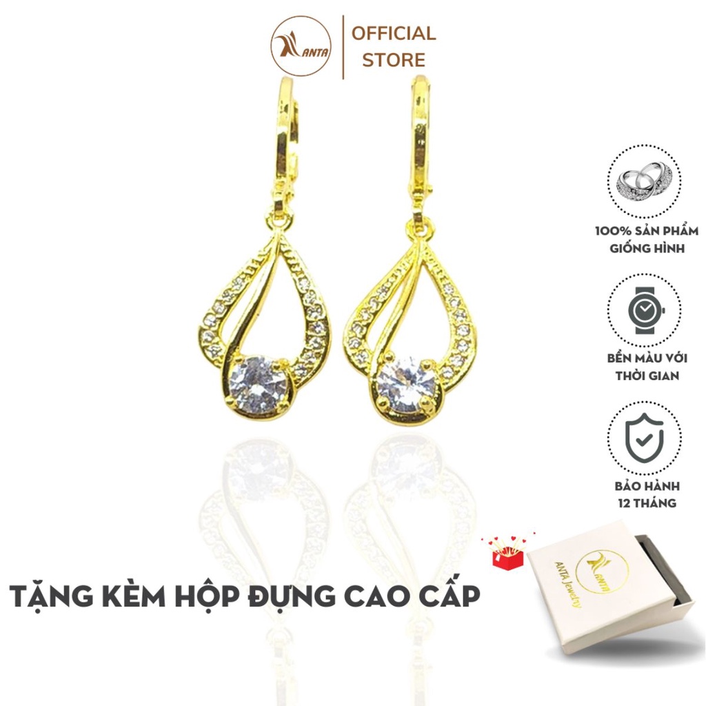 Bông tai bạc 925 đính đá pha lê nhỏ lấp lánh sang trọng ANTA Jewelry - ATJ3094