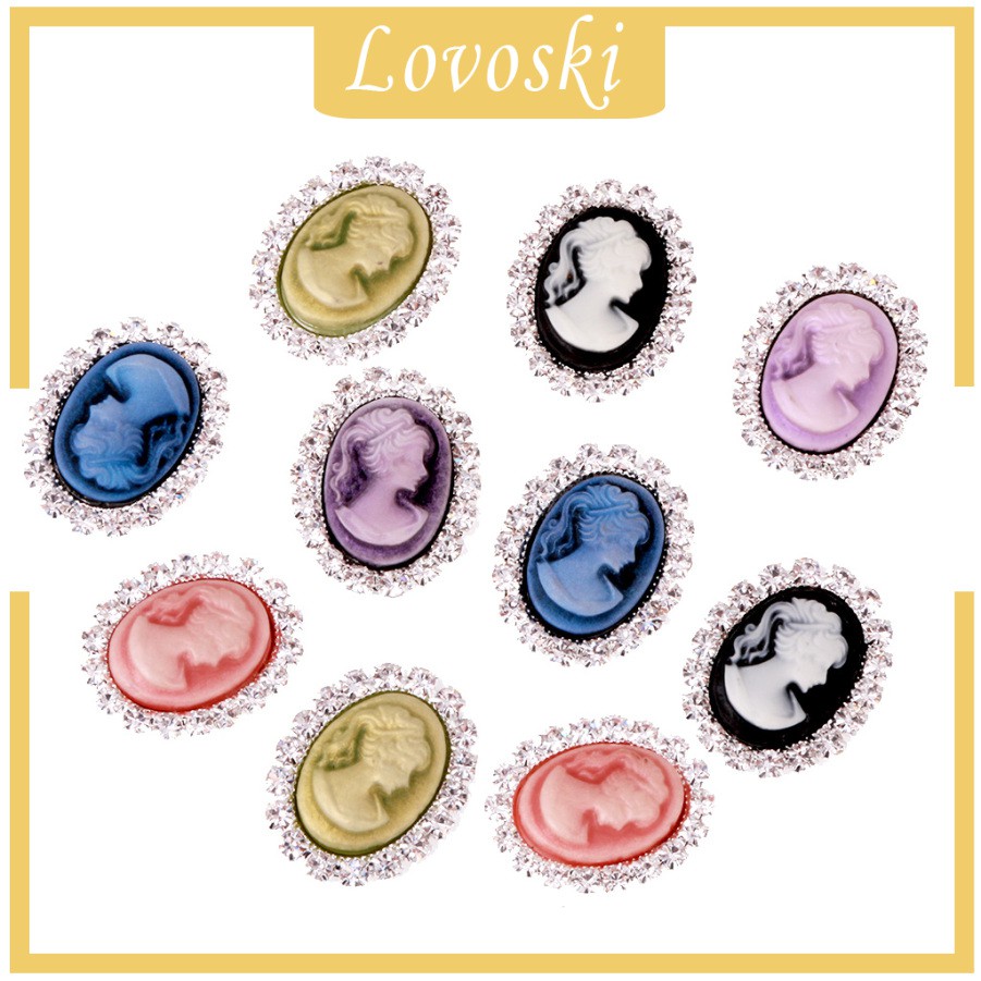 Set 10 Nút Oval Pha Lê Phong Cách Vintage Dùng Trang Trí Tiệc Cưới DIY