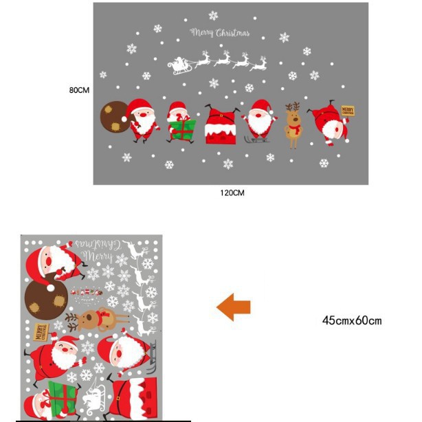 [Siêu Đẹp] Decal trang trí Noel - Tuần Lộc trắng và Ông già Noel tí hon