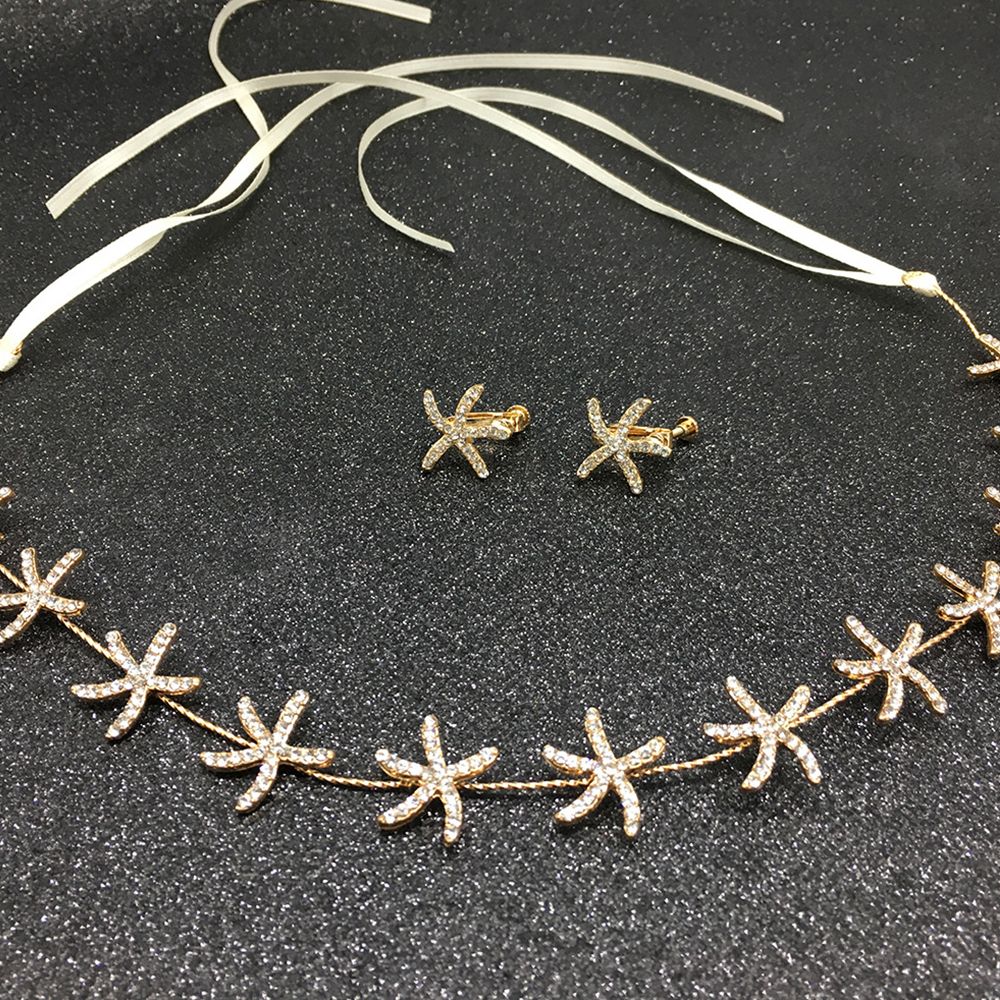 Set Cài Tóc + Khuyên Tai Cô Dâu Đính Đá Lấp Lánh