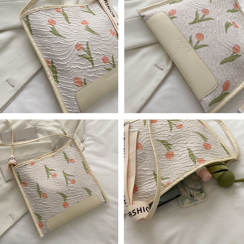 Túi Đeo Chéo Vai Họa Tiết Hoa Tulip Tinh Tế Dành Cho Nữ