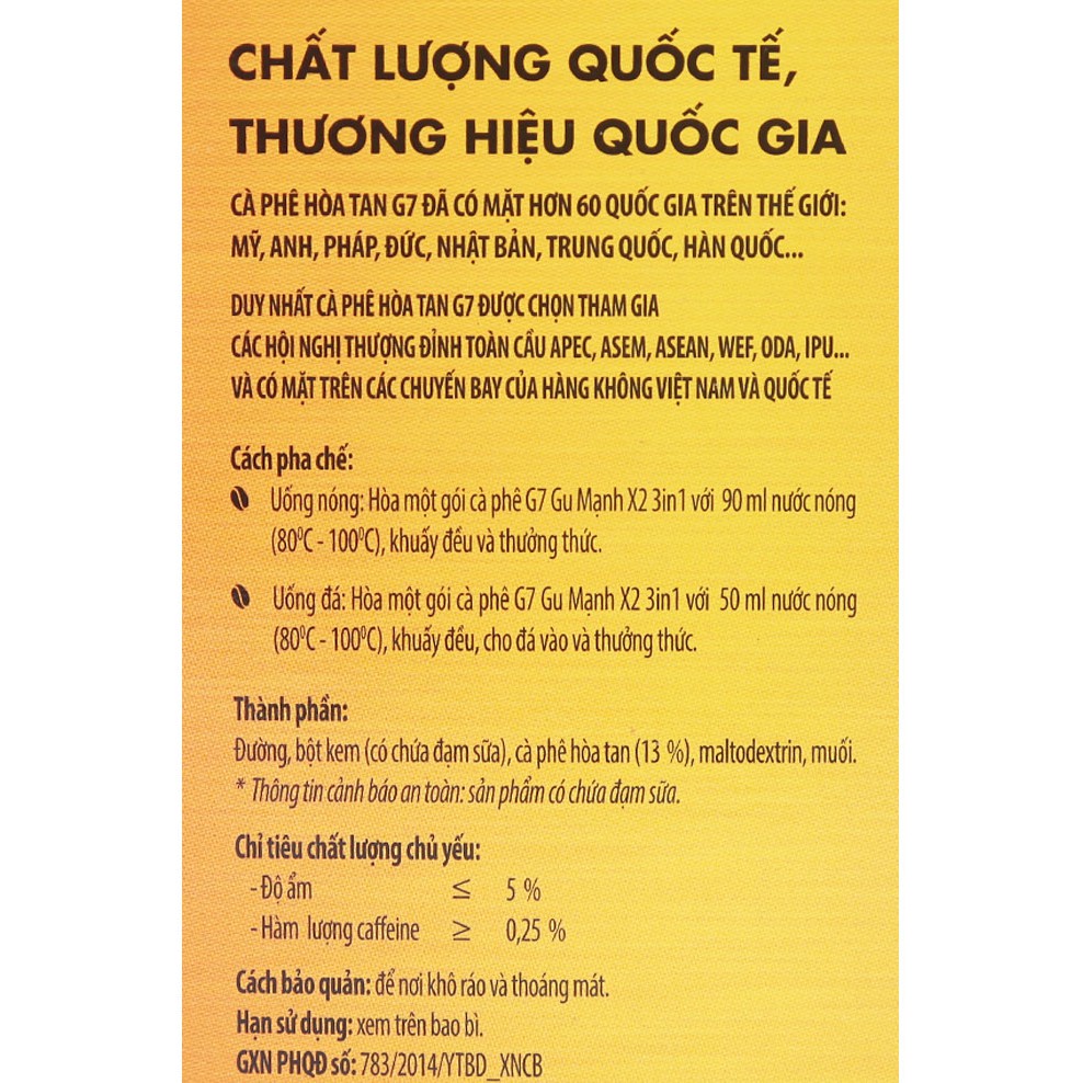 Cà phê sữa hòa tan đậm đà Gu Mạnh 3in1 hộp 12 gói x25gr