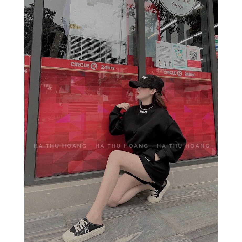 Set bộ 2 món đi chơi với áo cổ tròn form rộng kèm quần đùi  chất nỉ cao cấp mềm mịn