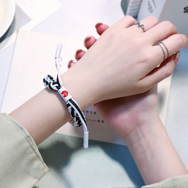 Vòng tay nam nữ UNISEX dây bện trái tim, vòng tay thời trang phong cách Hàn Quốc