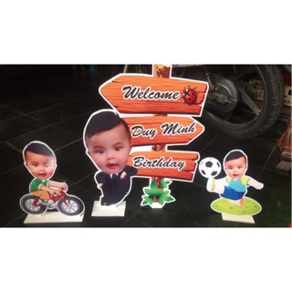 Combo 2 hình chibi và cây welcome có hình bé