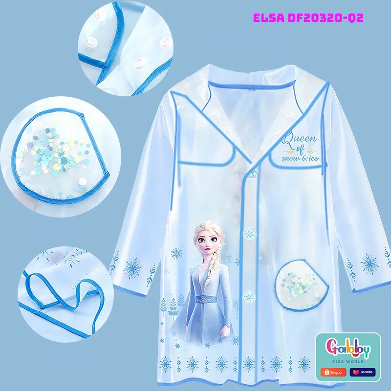 Áo Mưa Trẻ Em, Áo Mưa Cho Bé Có Nón Chính Hãng Disney (Captain, Elsa, Spiderman)